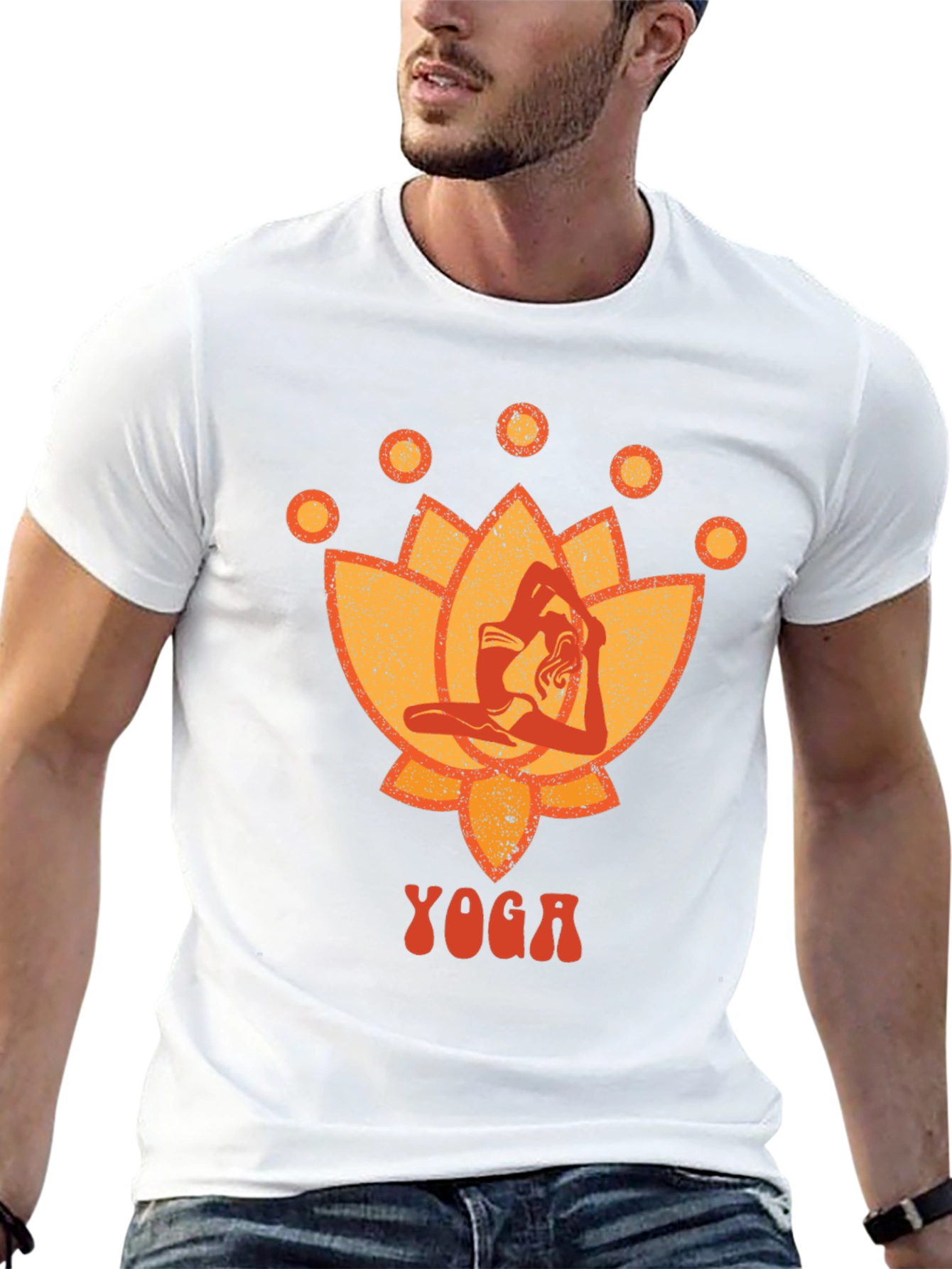 Yoga Lotus Graphic Tee - Black Cotton T-Shirt