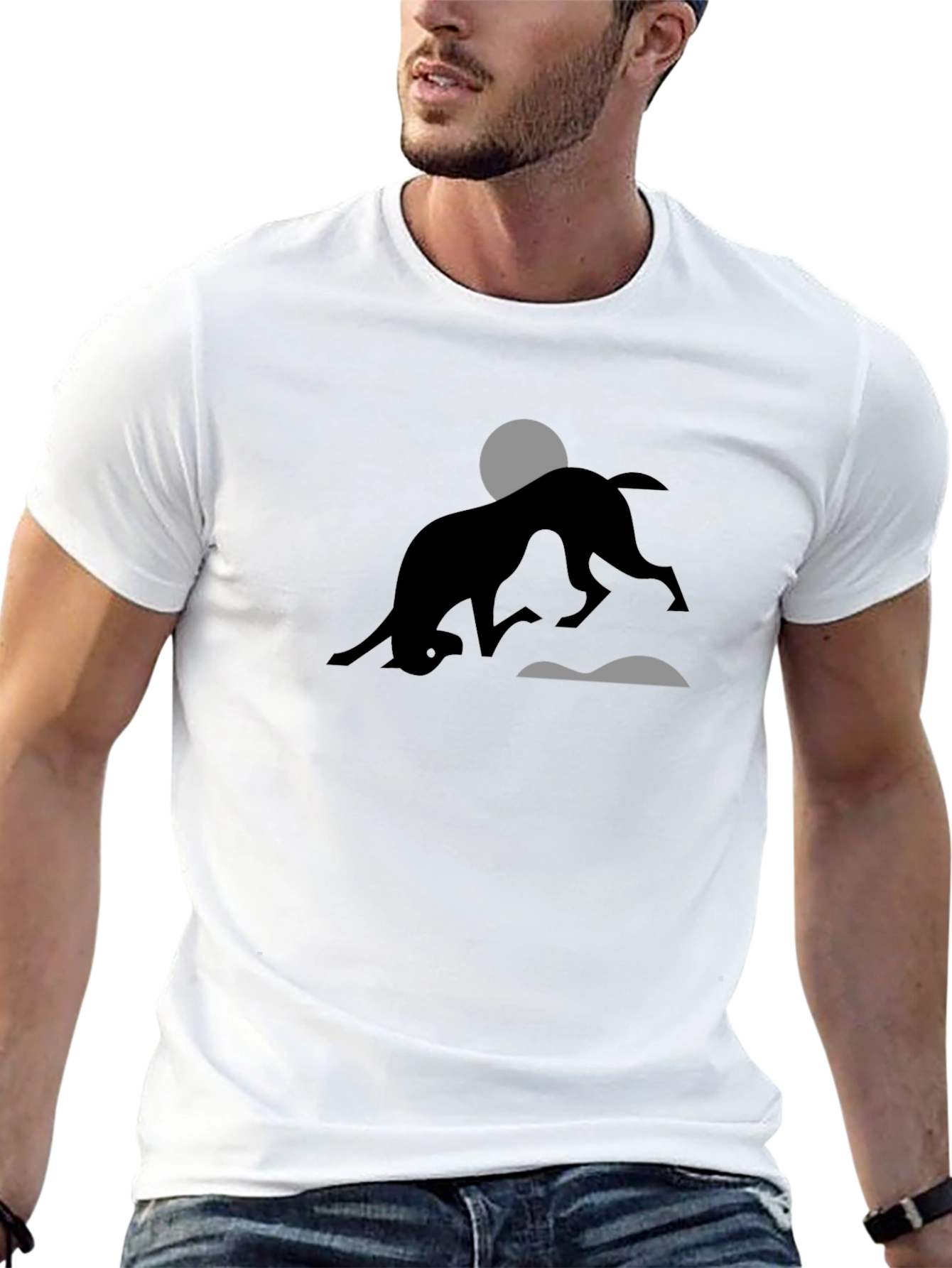 Abstract Dog Silhouette Graphic Tee - Black
