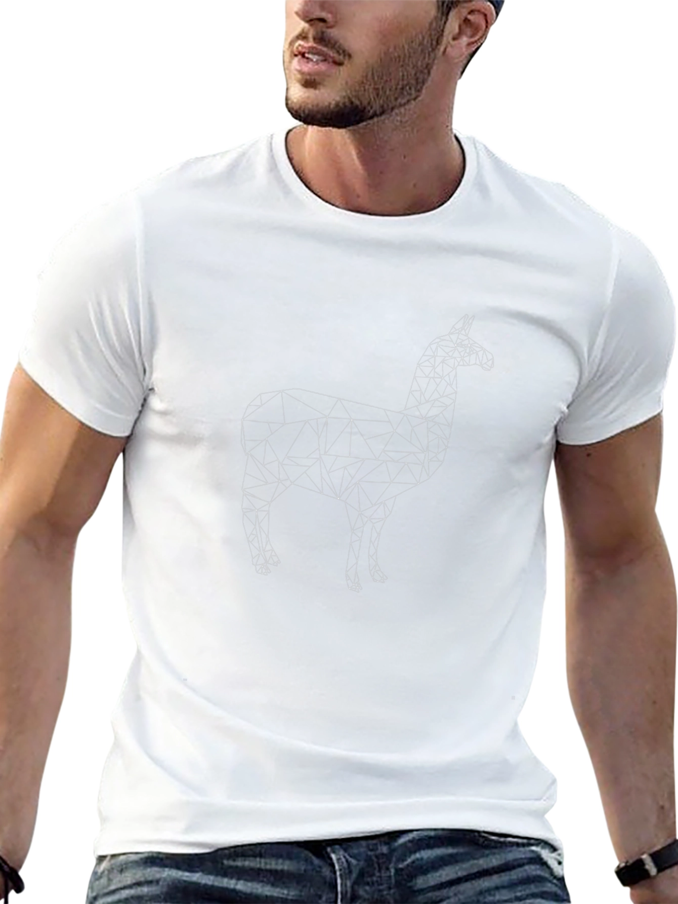 Geometric Llama Graphic Tee - Stylish Black T-Shirt