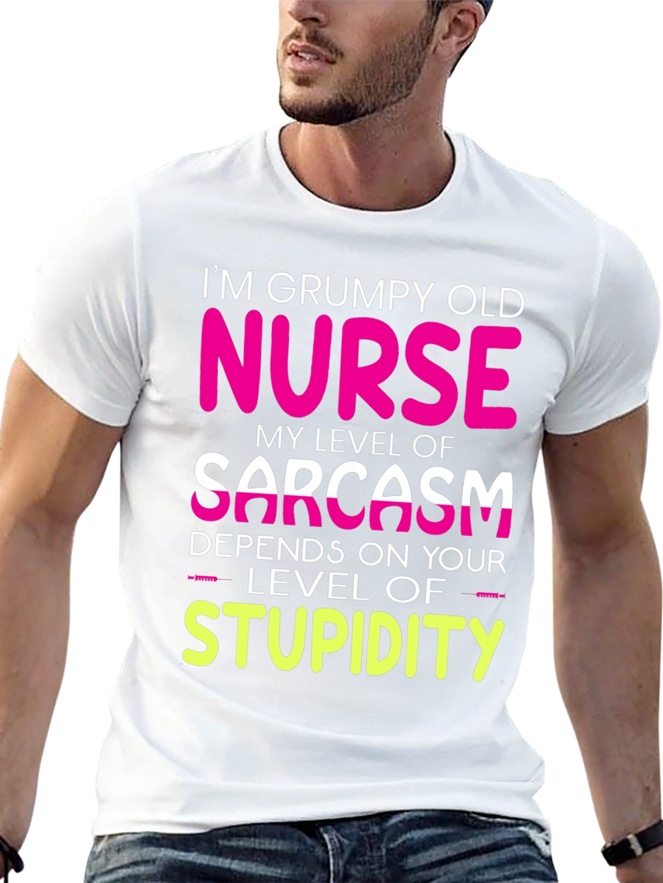Grumpy Old Nurse T-Shirt Sarcasm Level Funny Tee