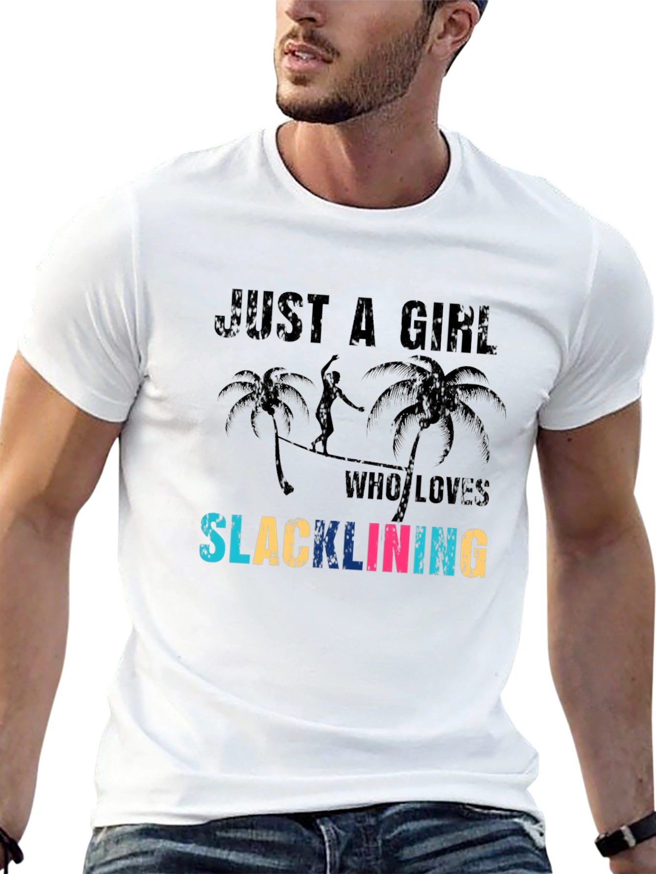 Just a Girl Who Loves Slacklining Black T-Shirt