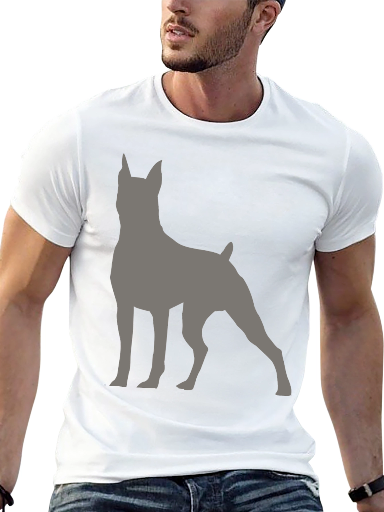 Dog Silhouette Graphic T-Shirt - Black