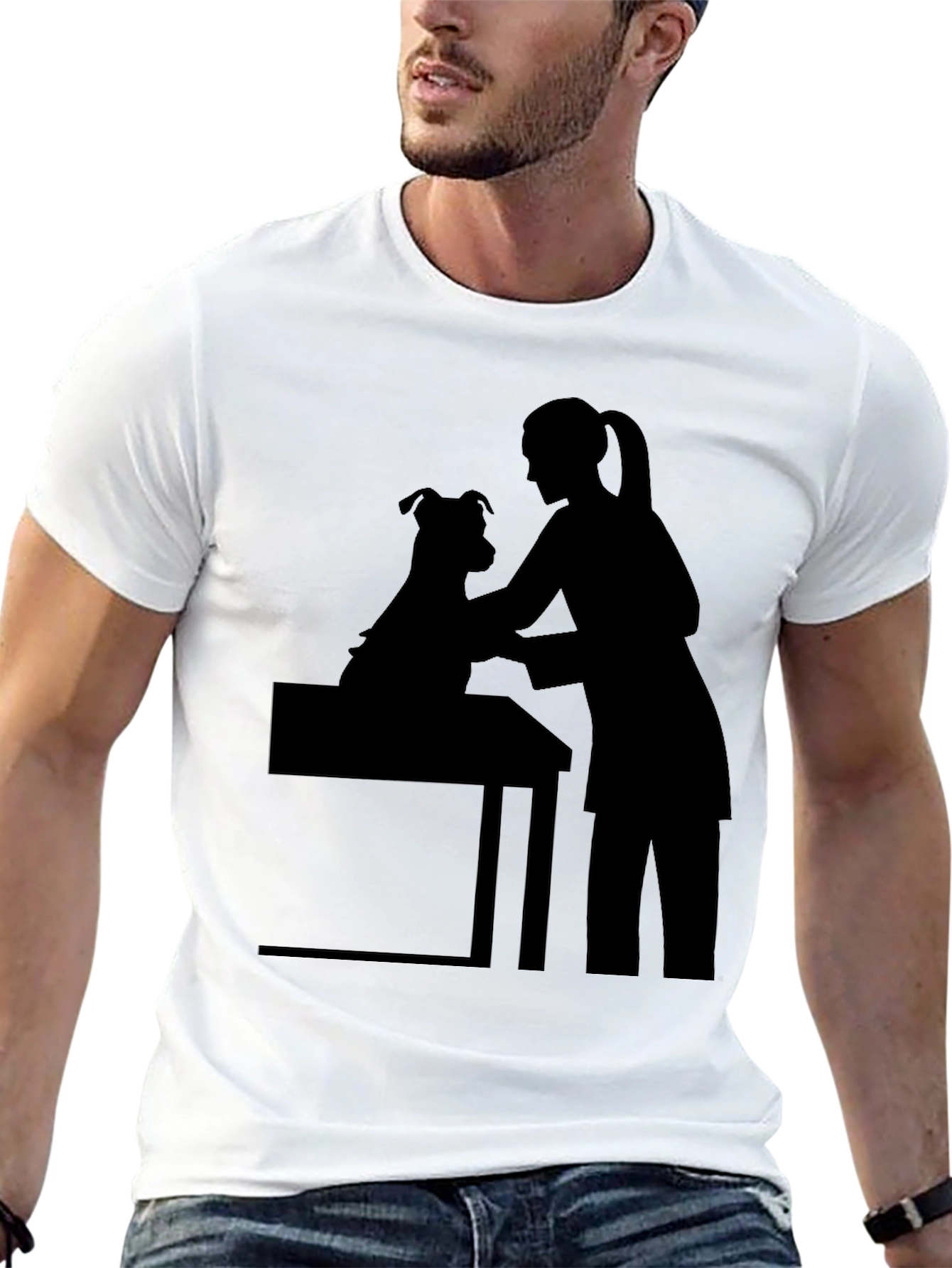 Dog Groomer Silhouette Black T-Shirt