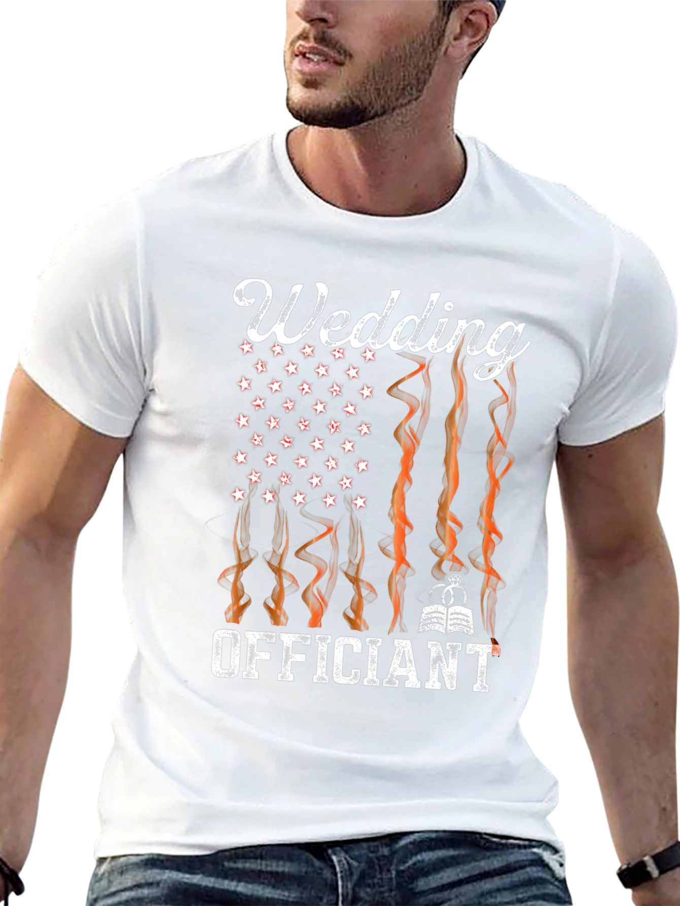 Wedding Officiant Graphic Tee - American Flag Design