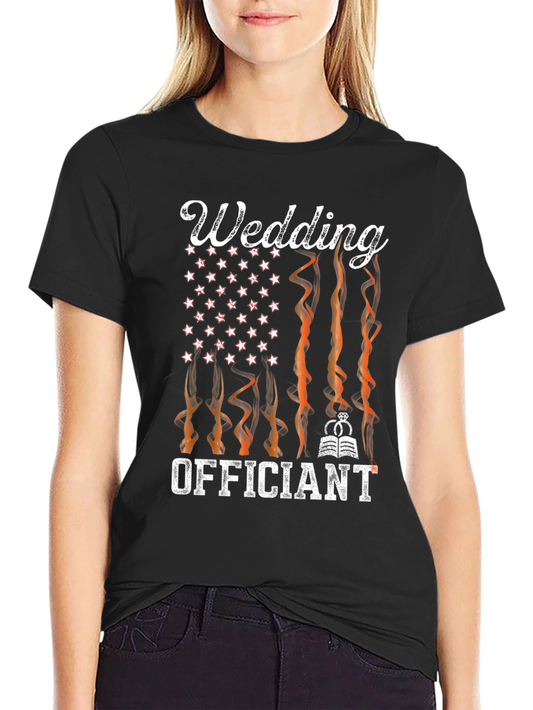 Wedding Officiant Graphic Tee - American Flag Design