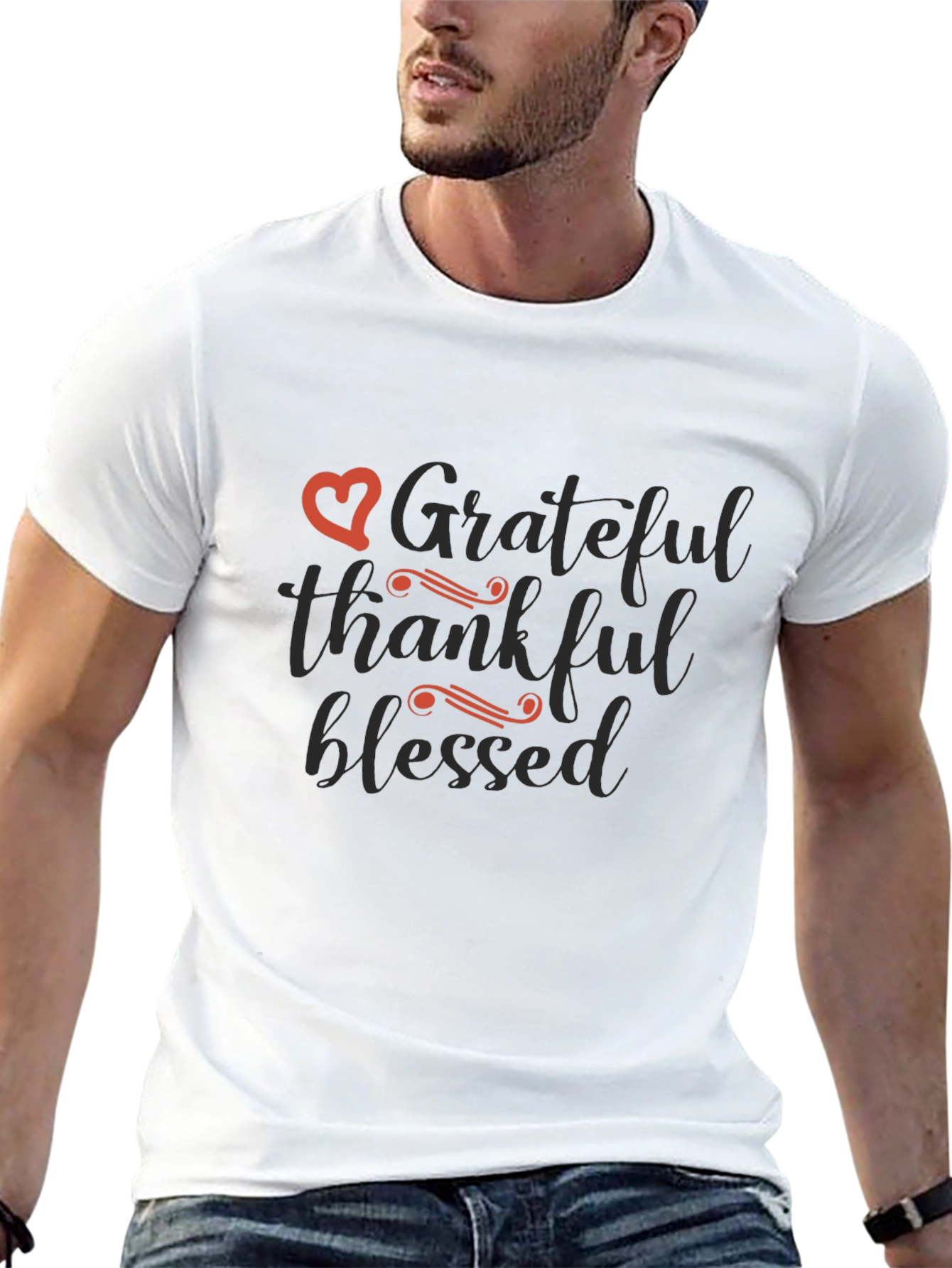 Grateful Thankful Blessed T-Shirt - Black