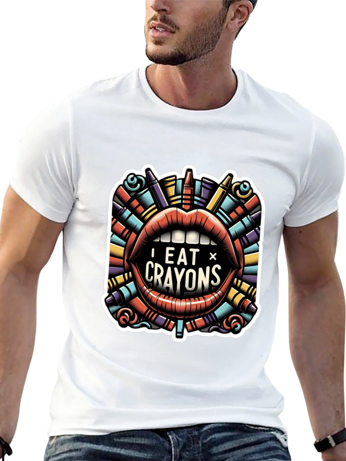 I Eat Crayons Graphic Tee - Funny Novelty Shirt