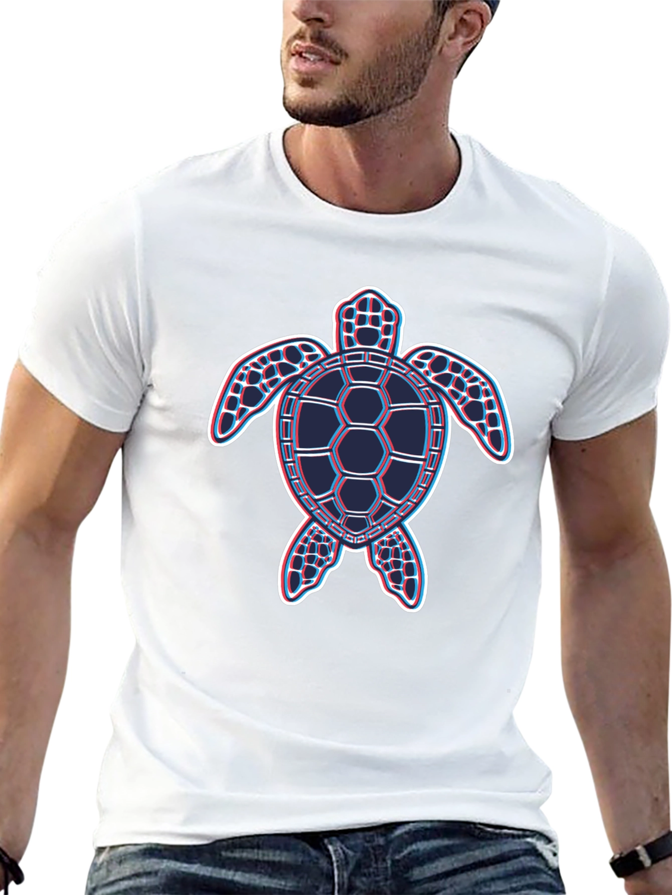 Retro Turtle Graphic T-Shirt - Black Crew Neck Tee