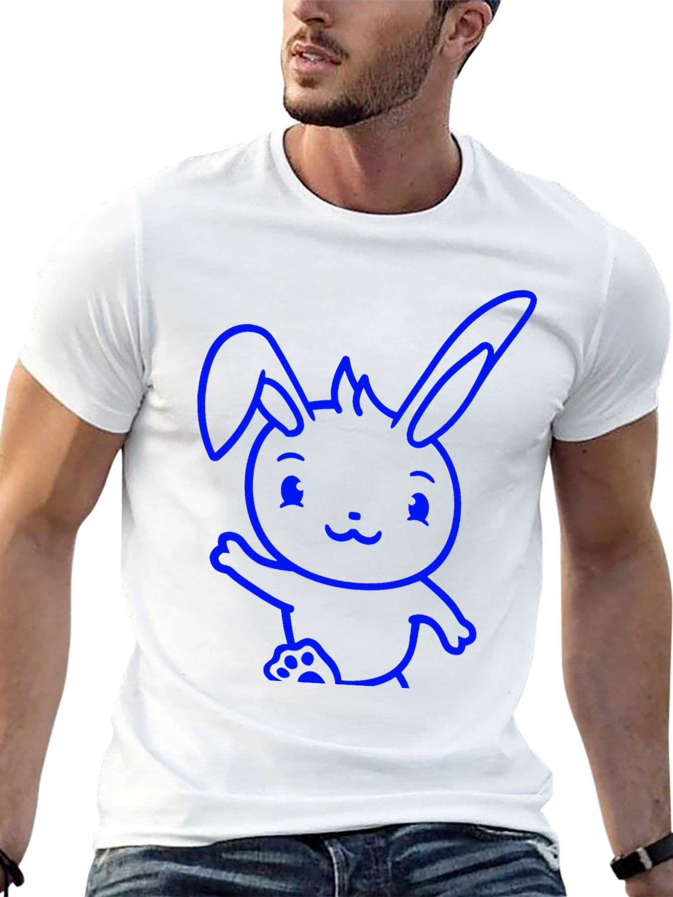 Cute Bunny Graphic Black T-Shirt