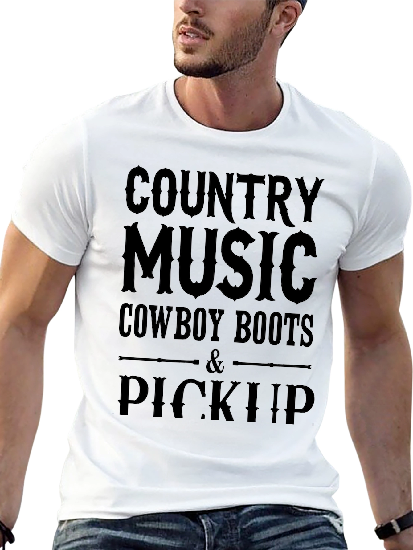 Country Music Cowboy Boots Pickup Black T-Shirt