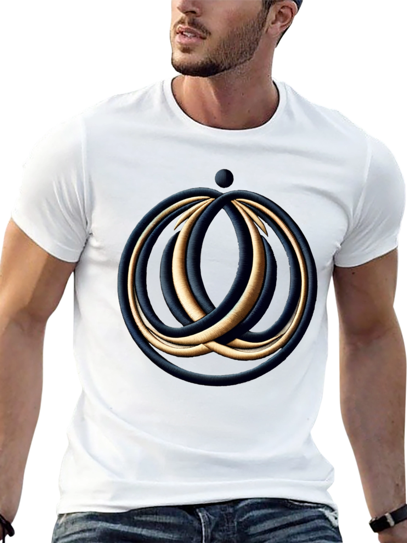 Abstract Rings Graphic Black T-Shirt