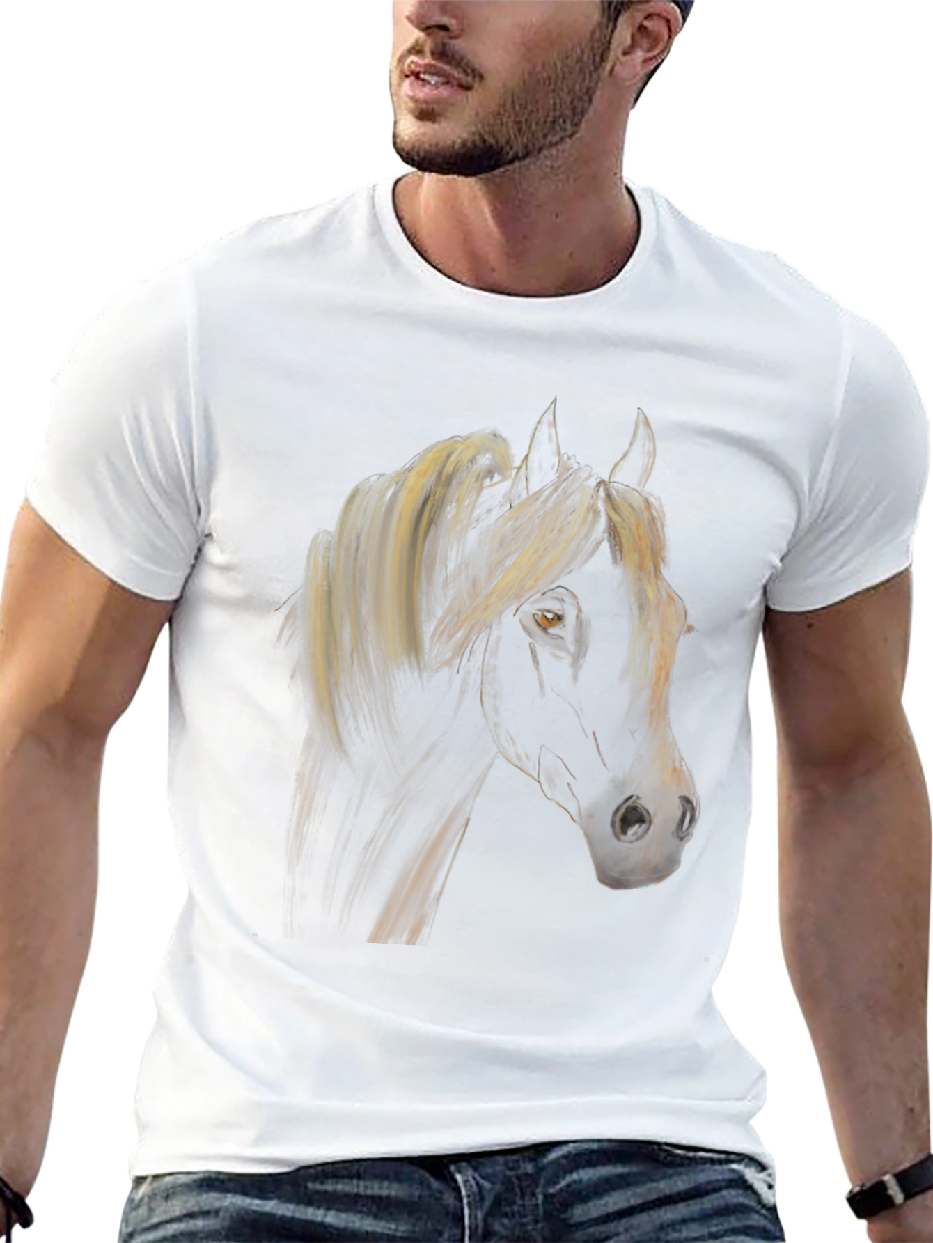 Black Horse Graphic Tee - Stylish Equestrian Shirt