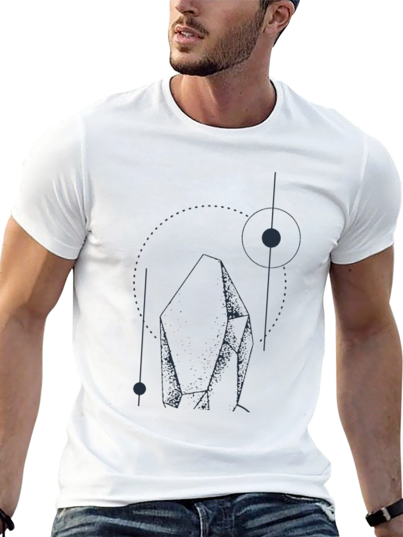 Geometric Crystal Graphic T-Shirt - Black