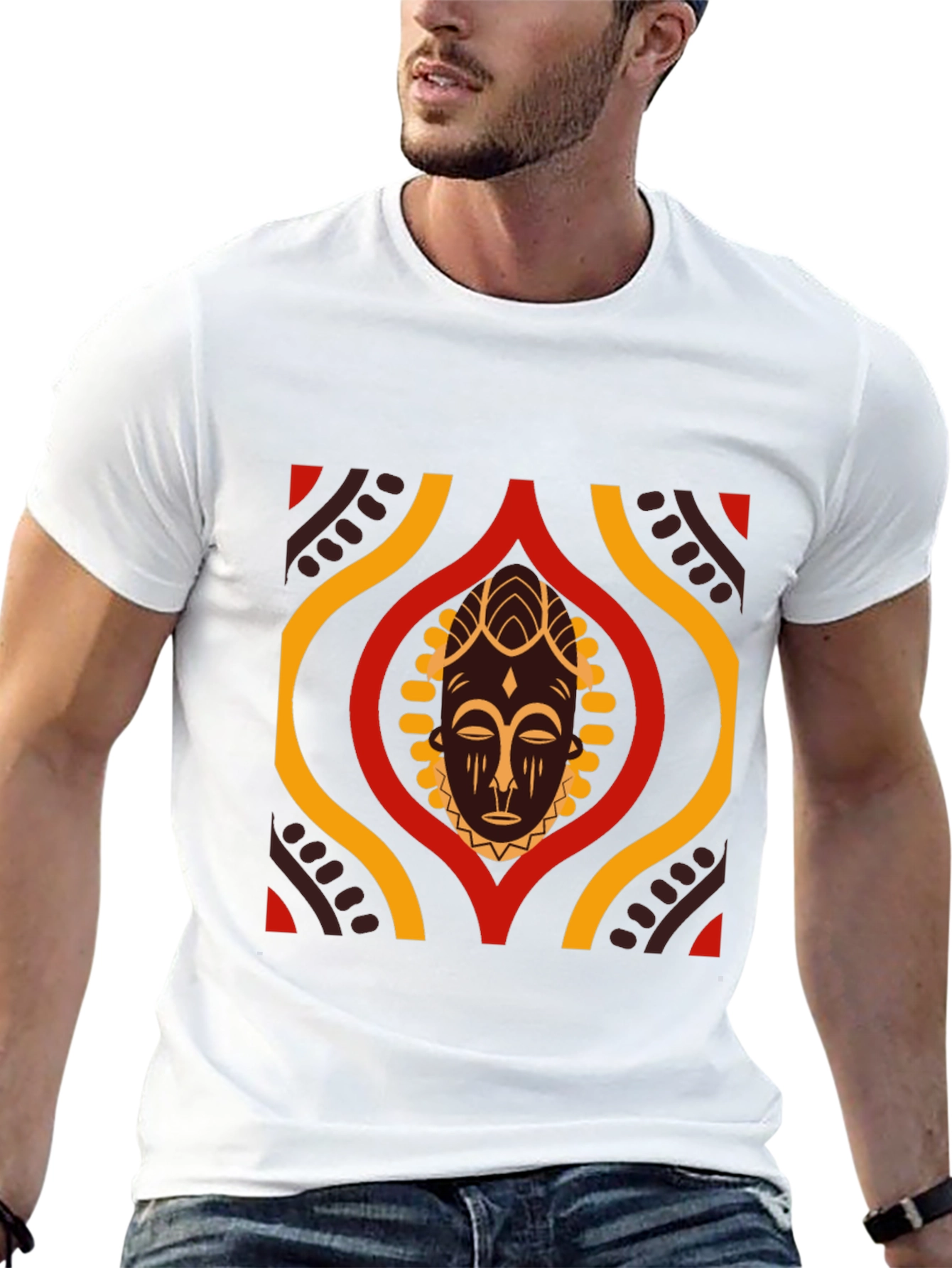 African Mask Graphic Black T-Shirt
