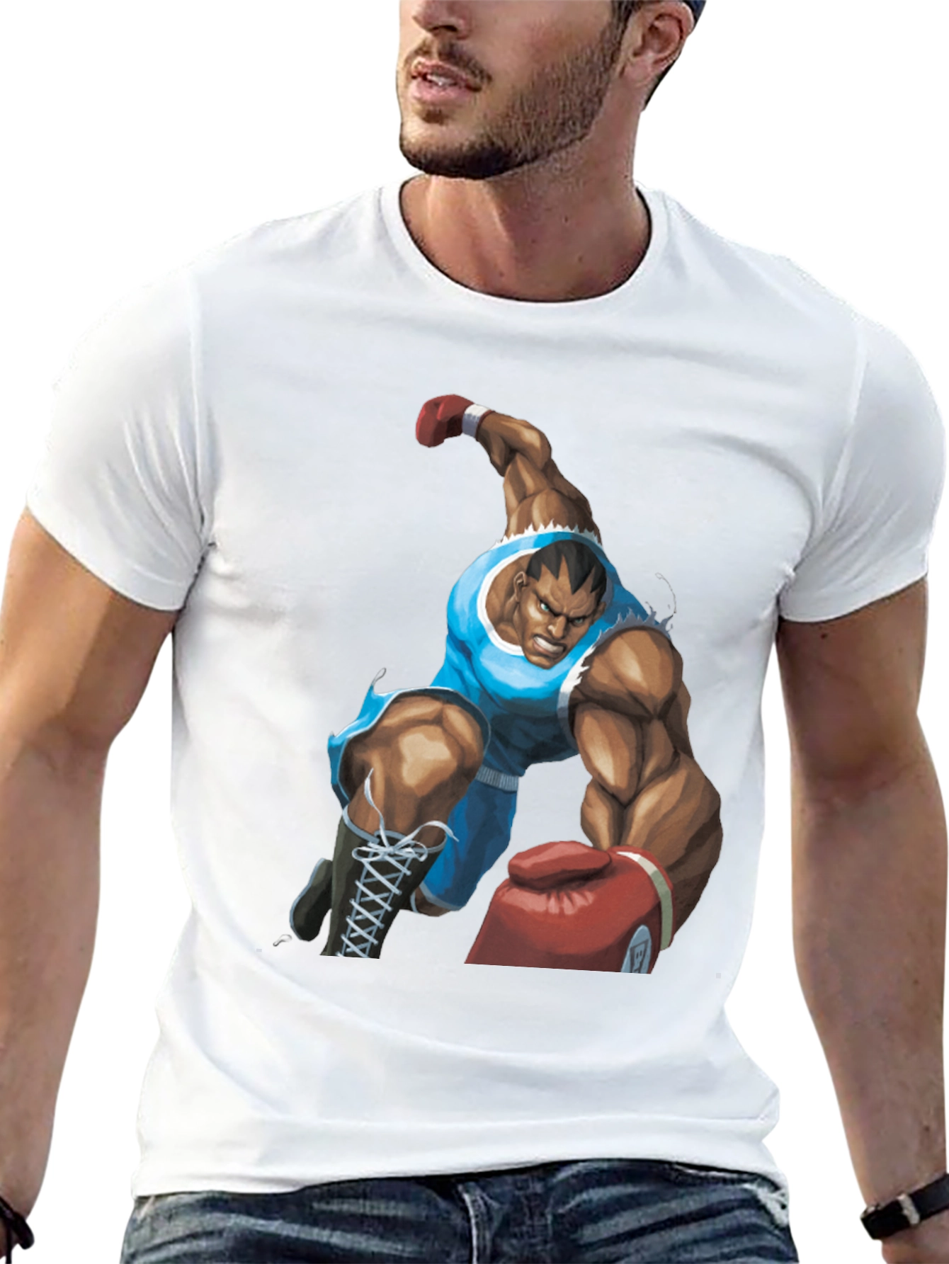Bald Boxer Punch Out Style Black T-Shirt