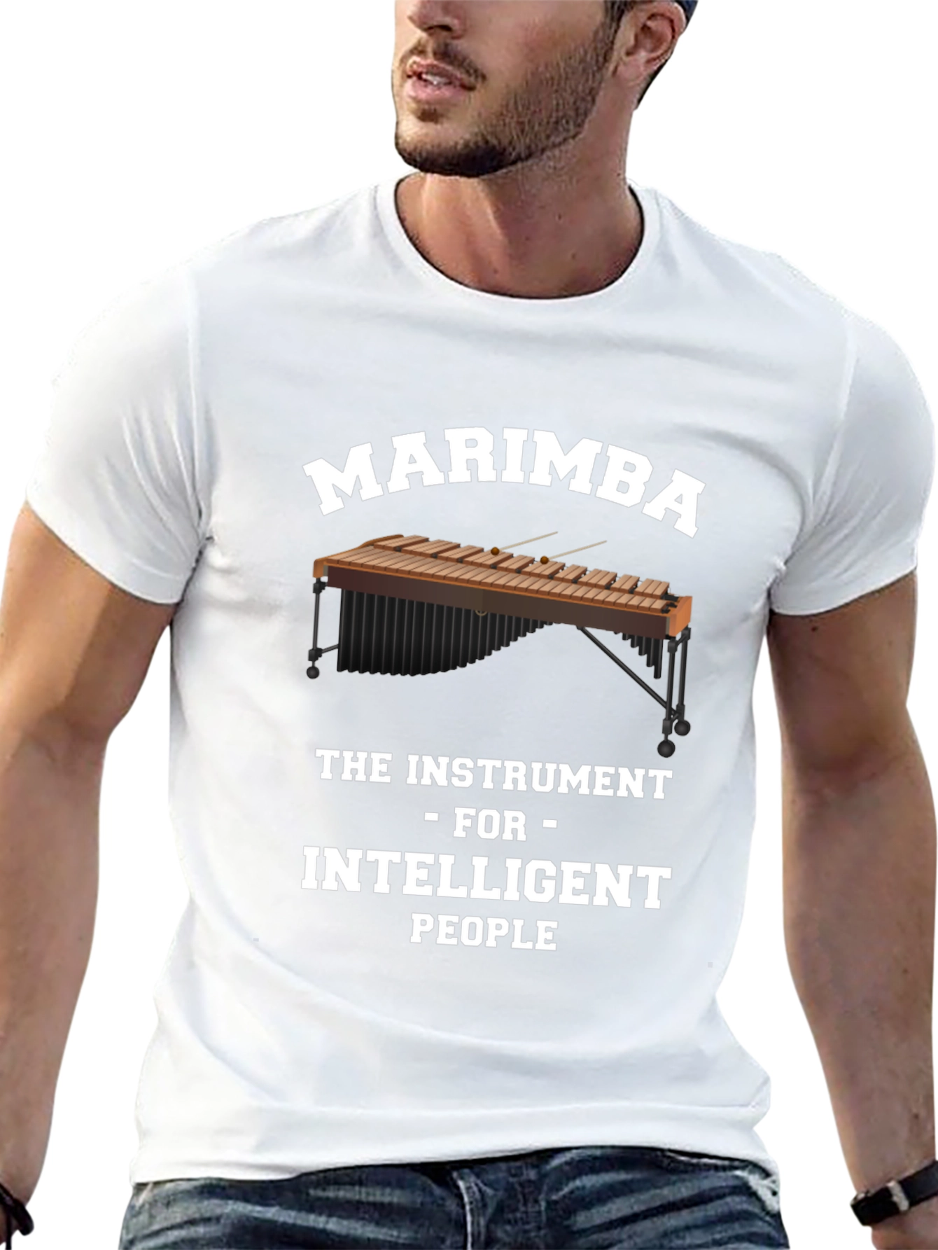 Marimba Instrument Intelligent People Black T-Shirt