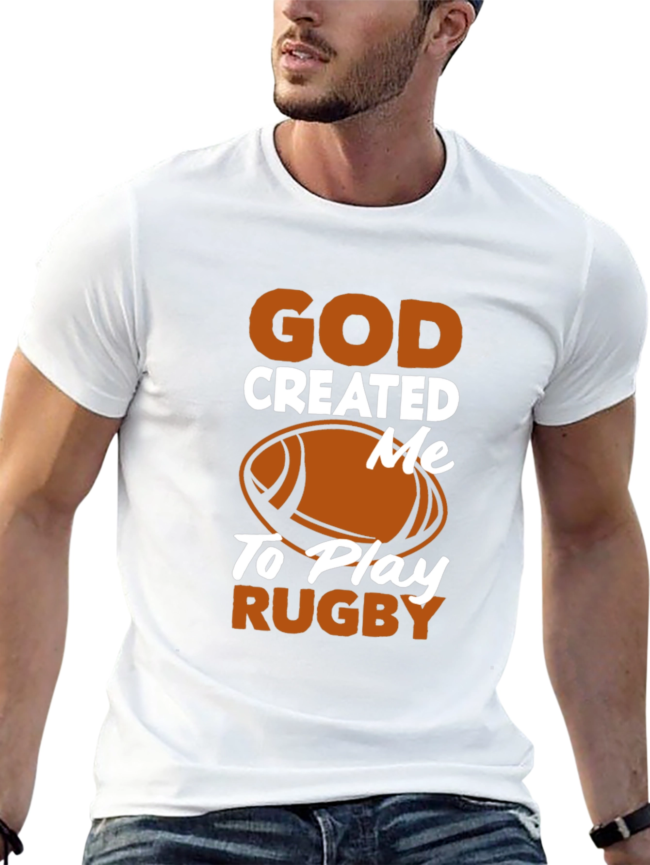 God Created Me to Play Rugby Black T-Shirt