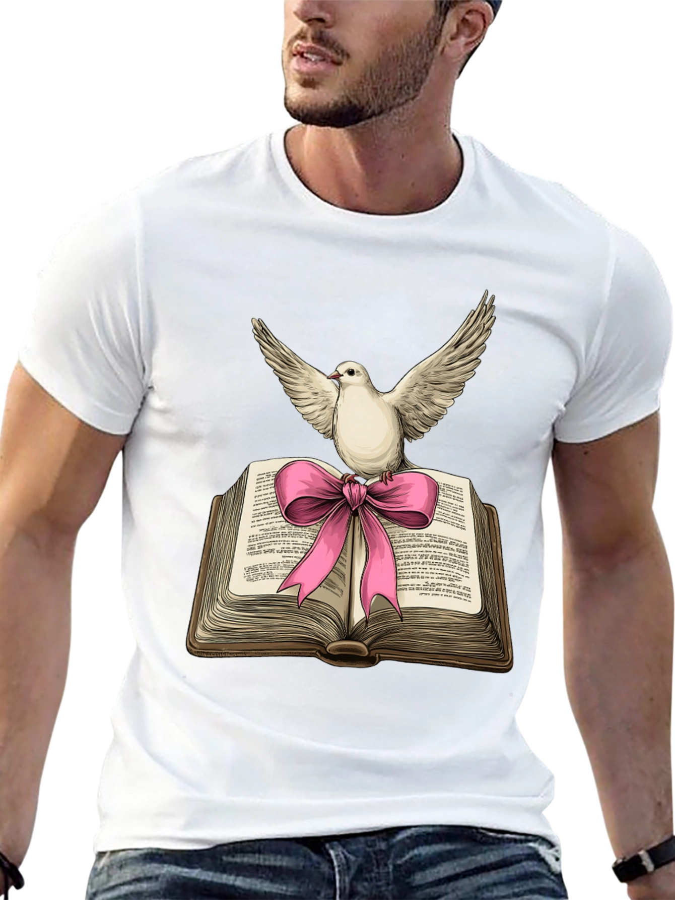 Dove on Book T-Shirt - Peace & Knowledge