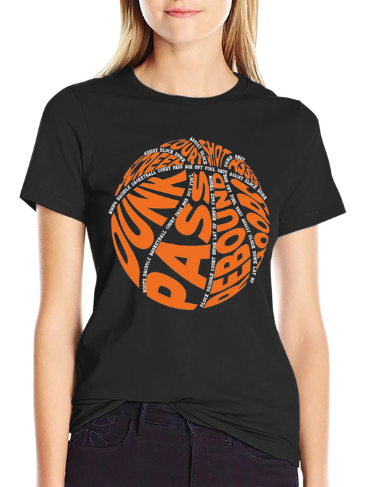 Basketball Word Art T-Shirt - Dunk Pass Rebound