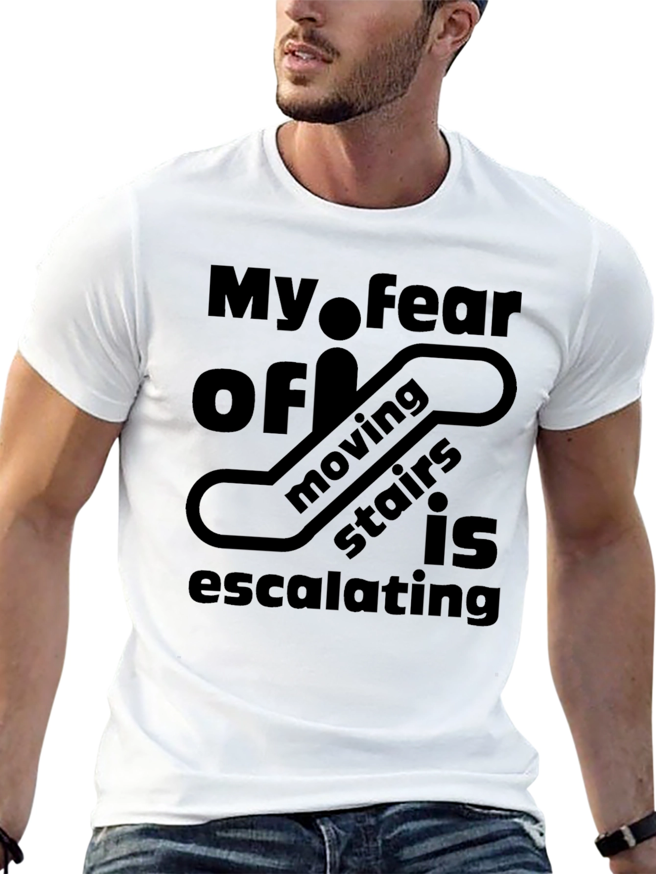 Escalating Fear T-Shirt - Funny Moving Stairs Design
