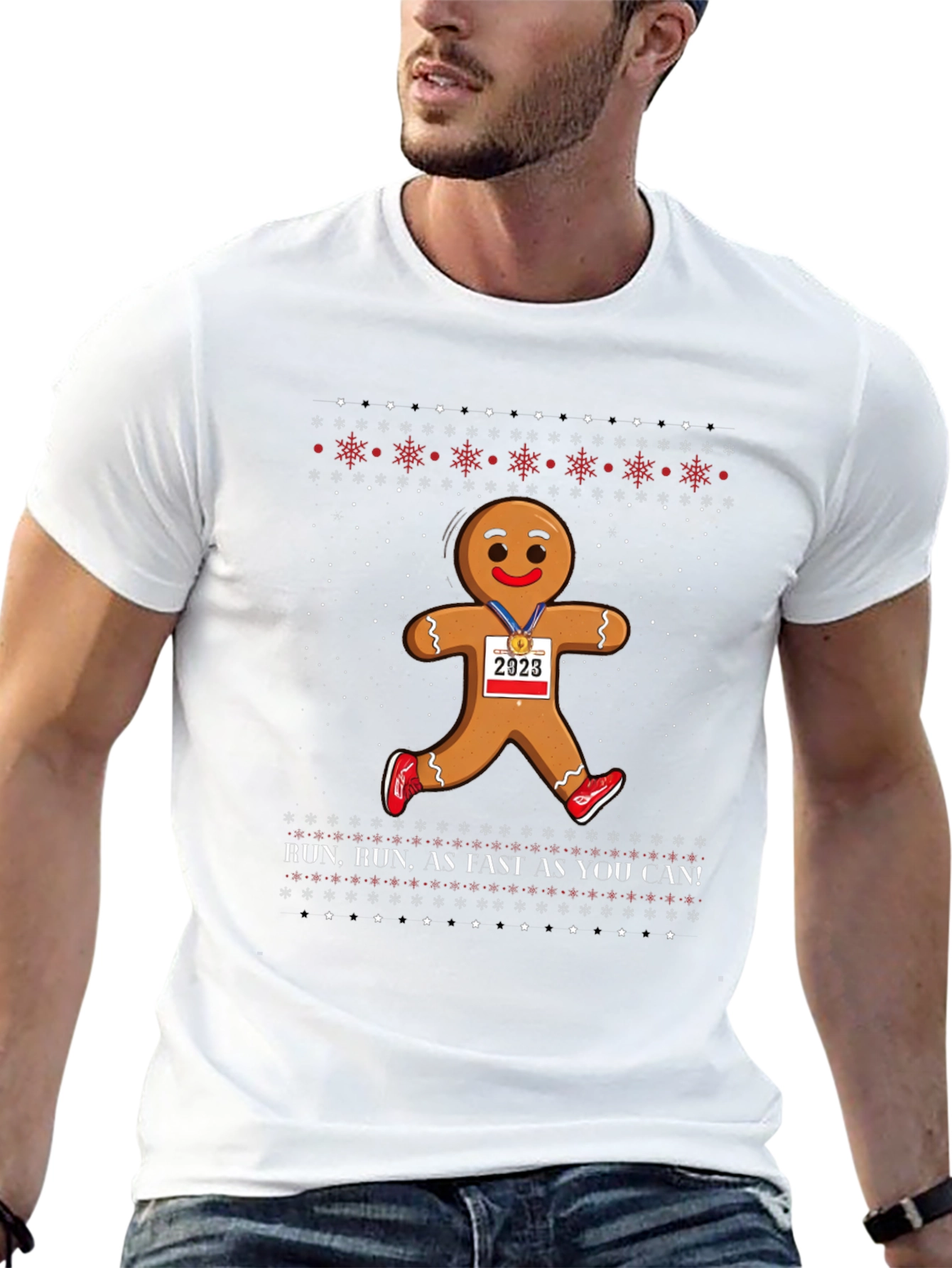 Gingerbread Man Run Christmas Tee