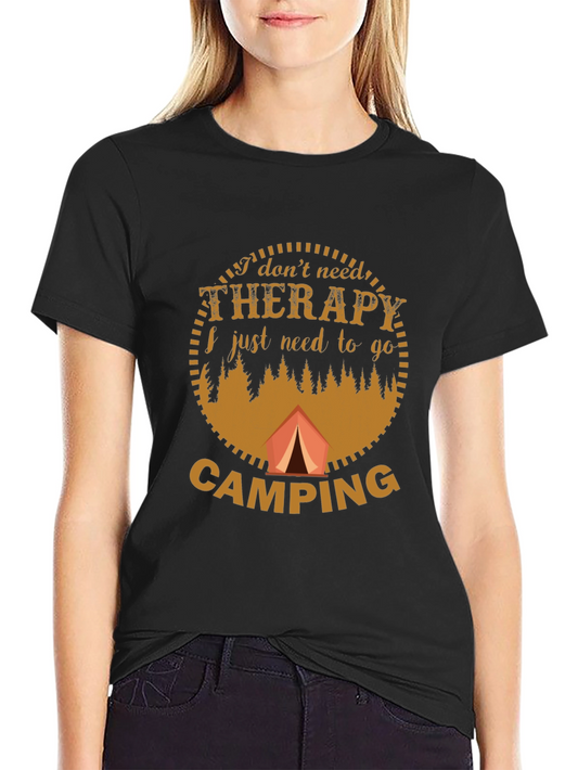 Camping Therapy Graphic T-Shirt - Black
