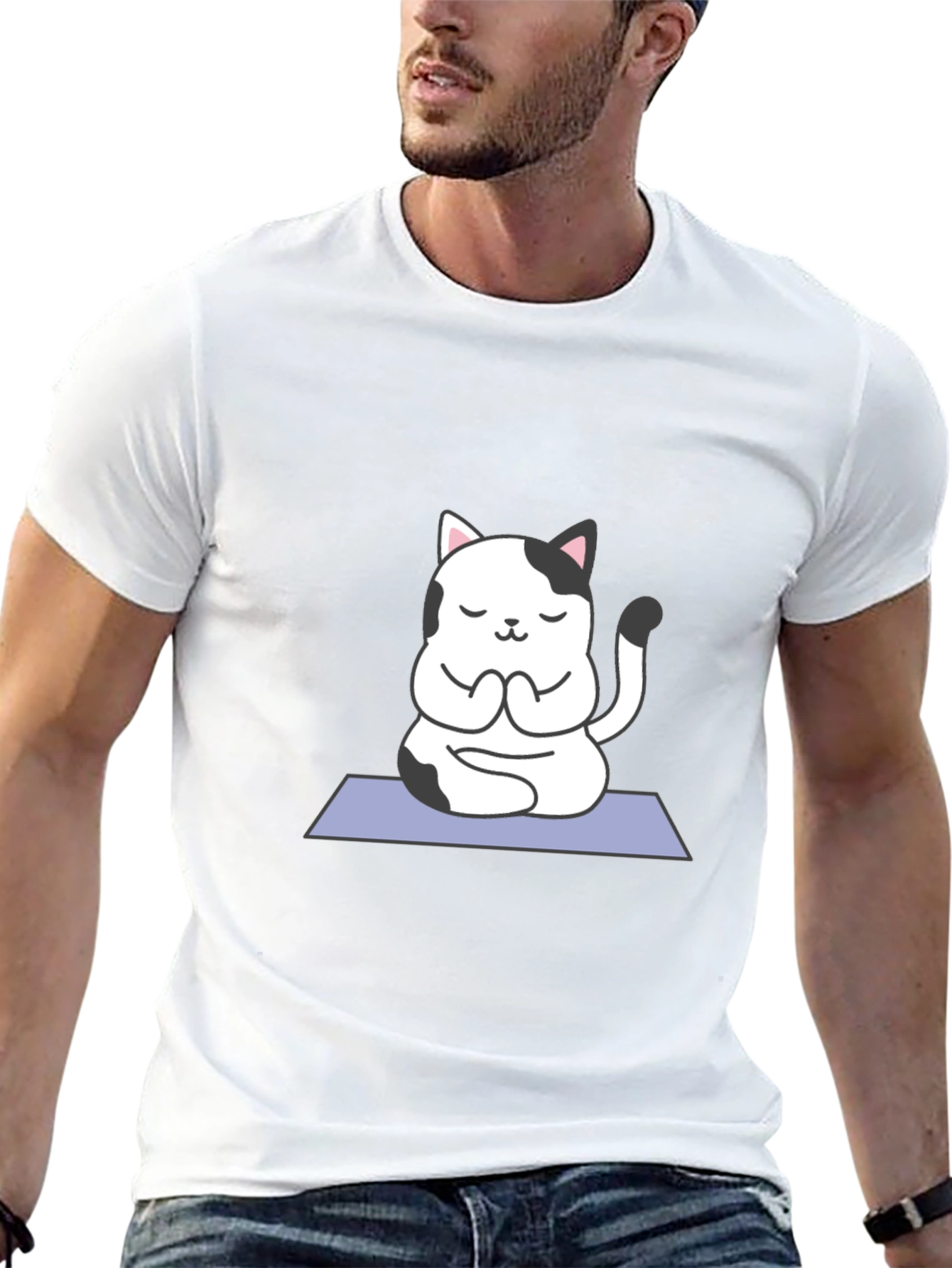 Yoga Cat Black T-Shirt - Meditating Kitten Tee