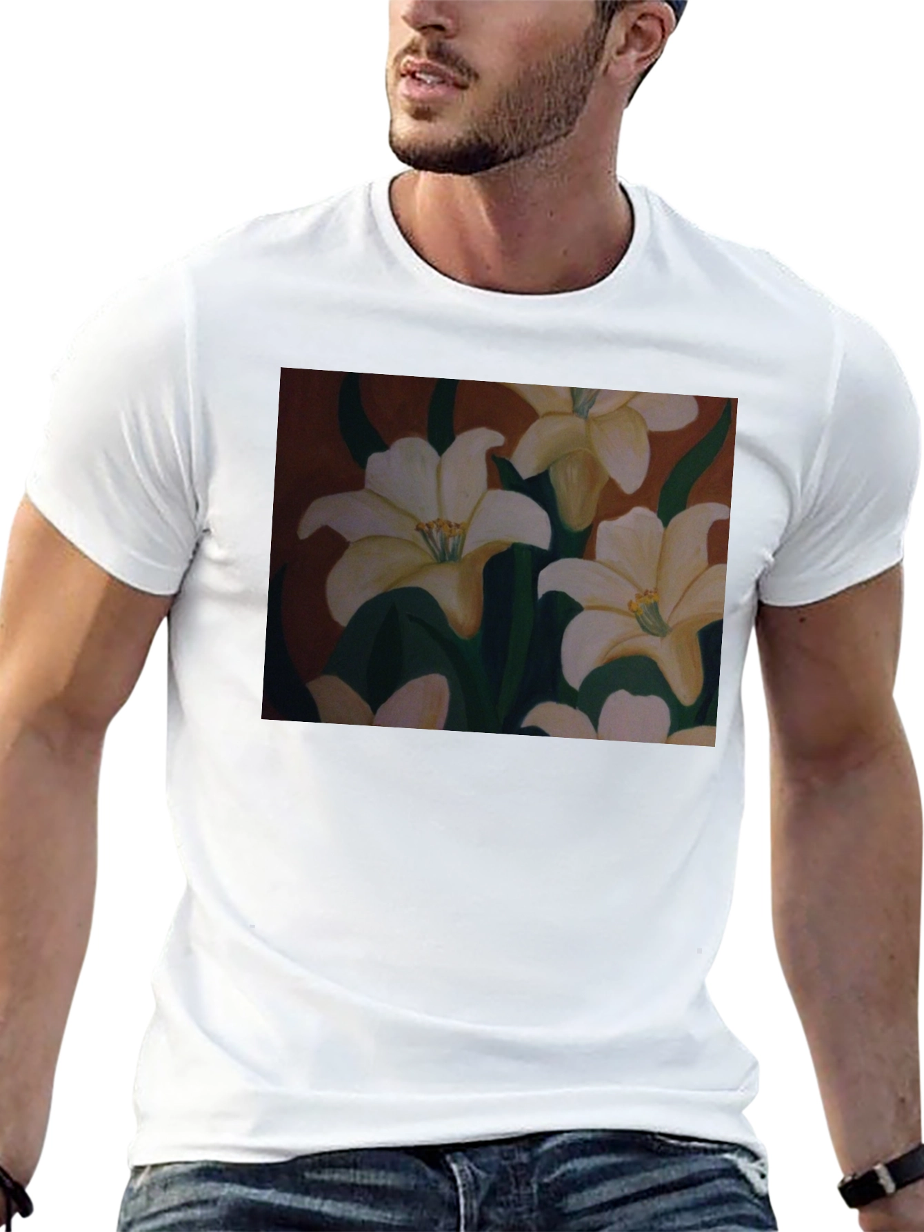 Floral T-Shirt: Artistic Lily Design
