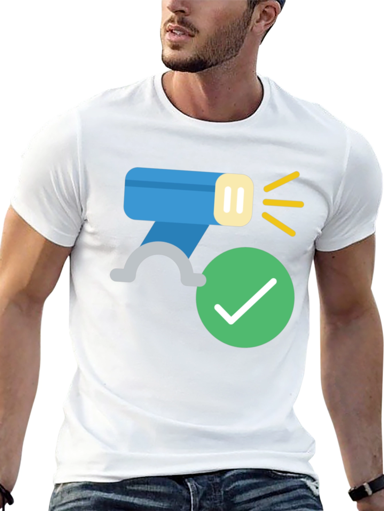 Modern Black T-Shirt with Flashlight Design