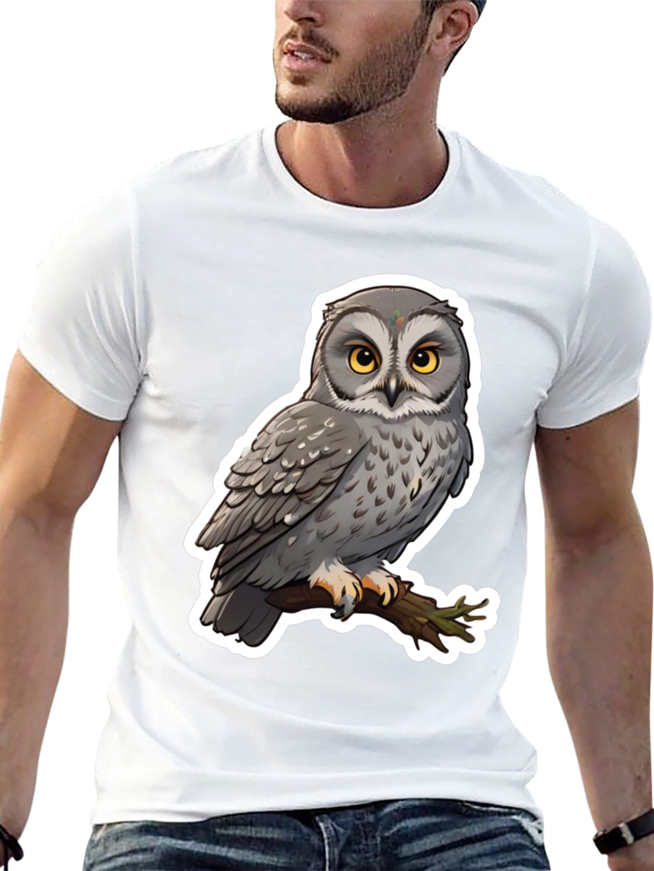 Owl Graphic Print Black T-Shirt