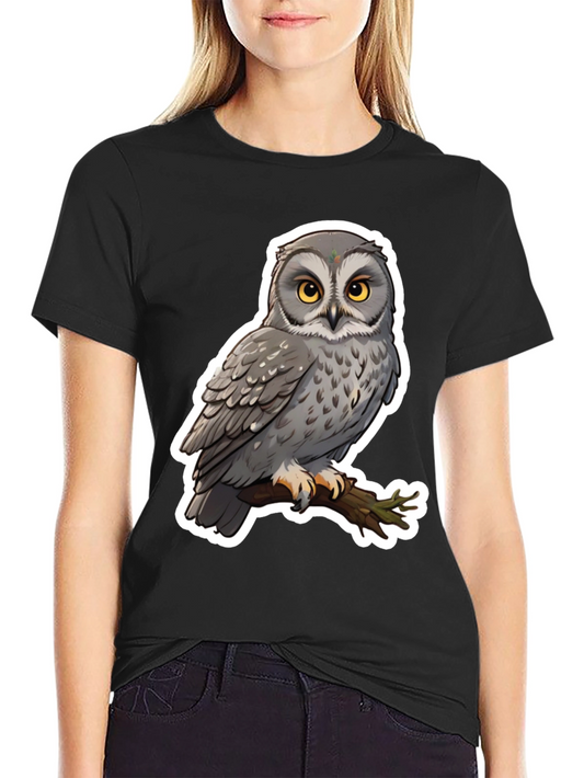 Owl Graphic Print Black T-Shirt