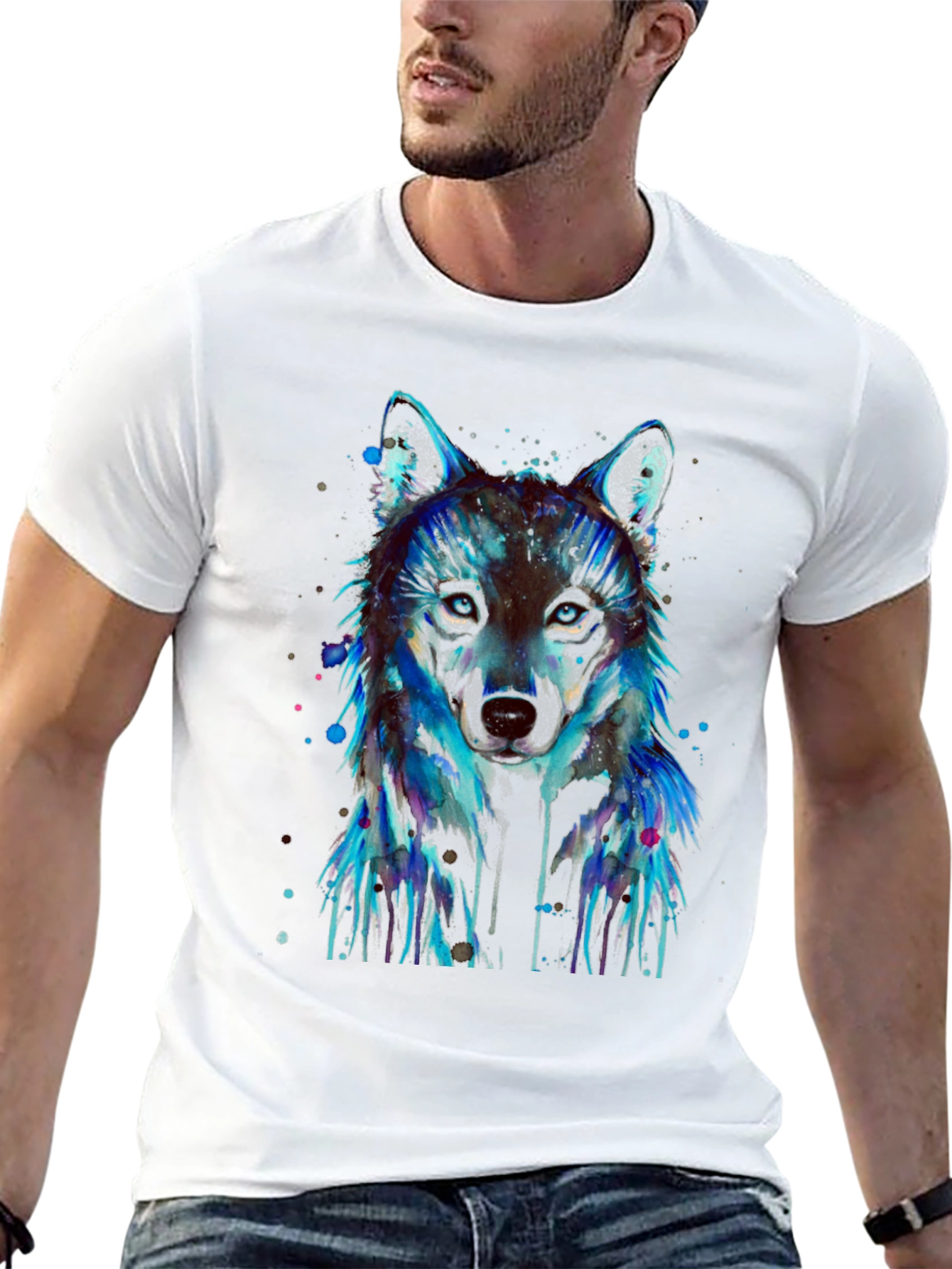 Watercolor Wolf Graphic T-Shirt