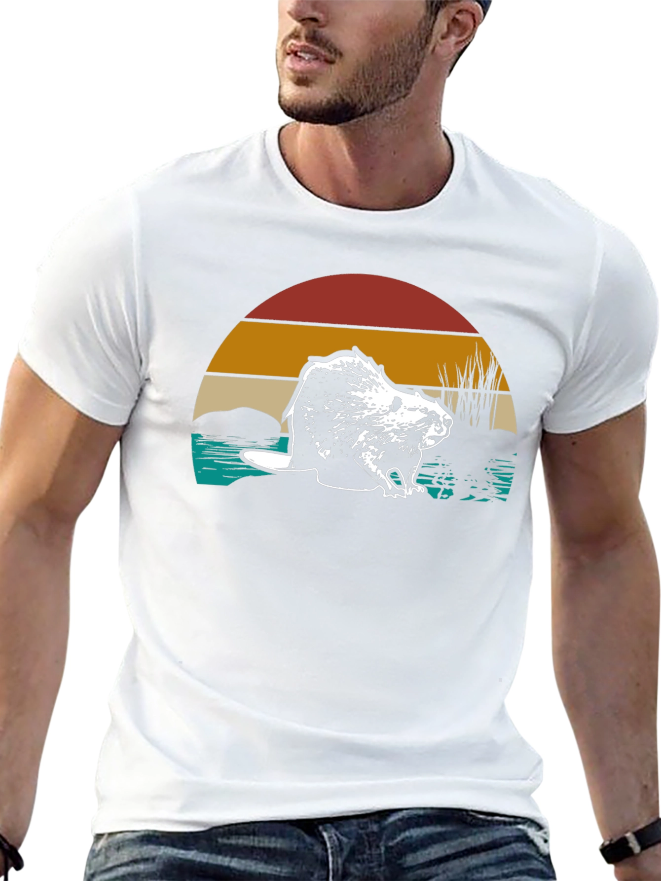 Retro Beaver Graphic T-Shirt - Nature Lover Tee