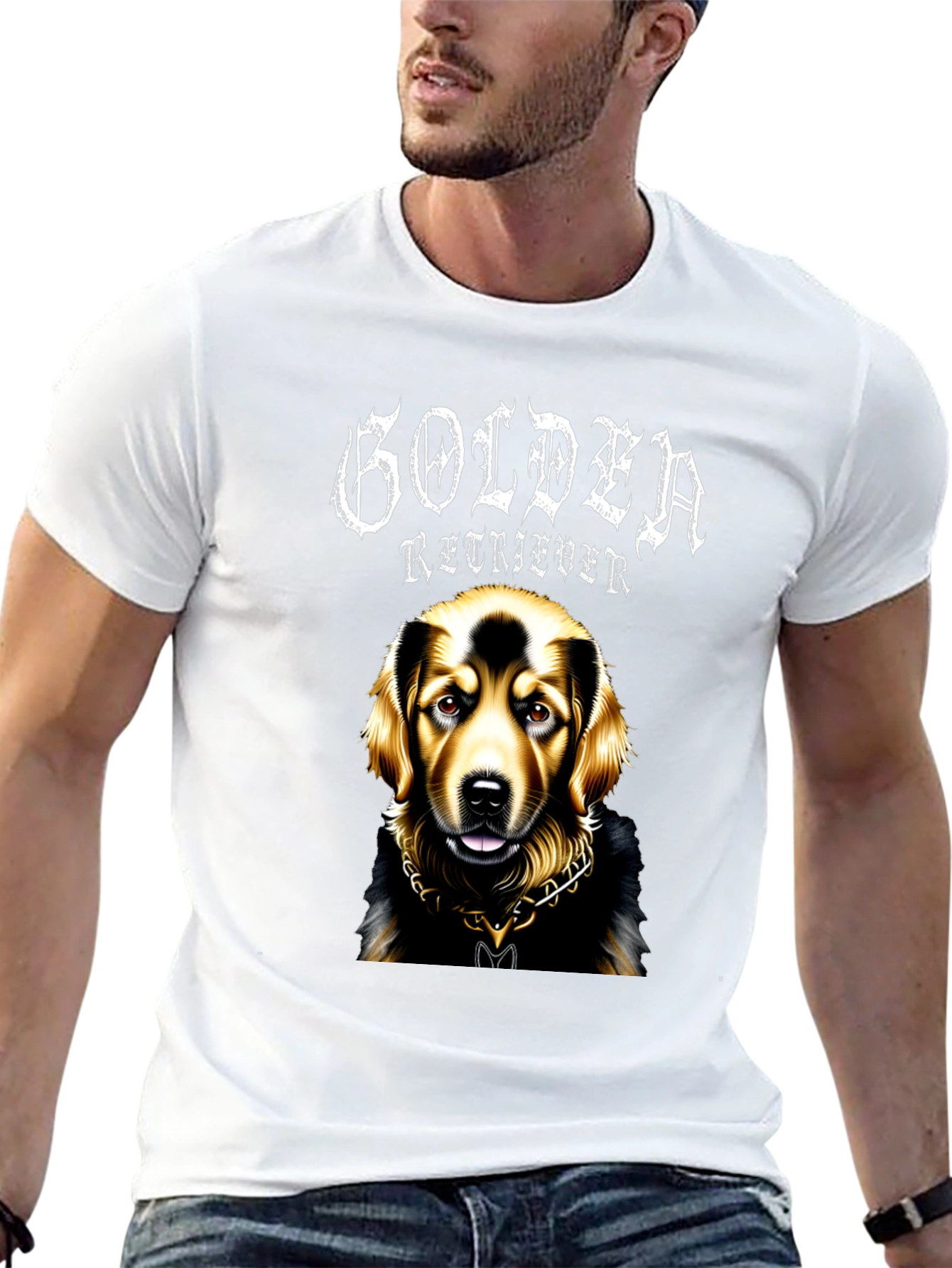 Golden Retriever Dog Graphic Black T-Shirt
