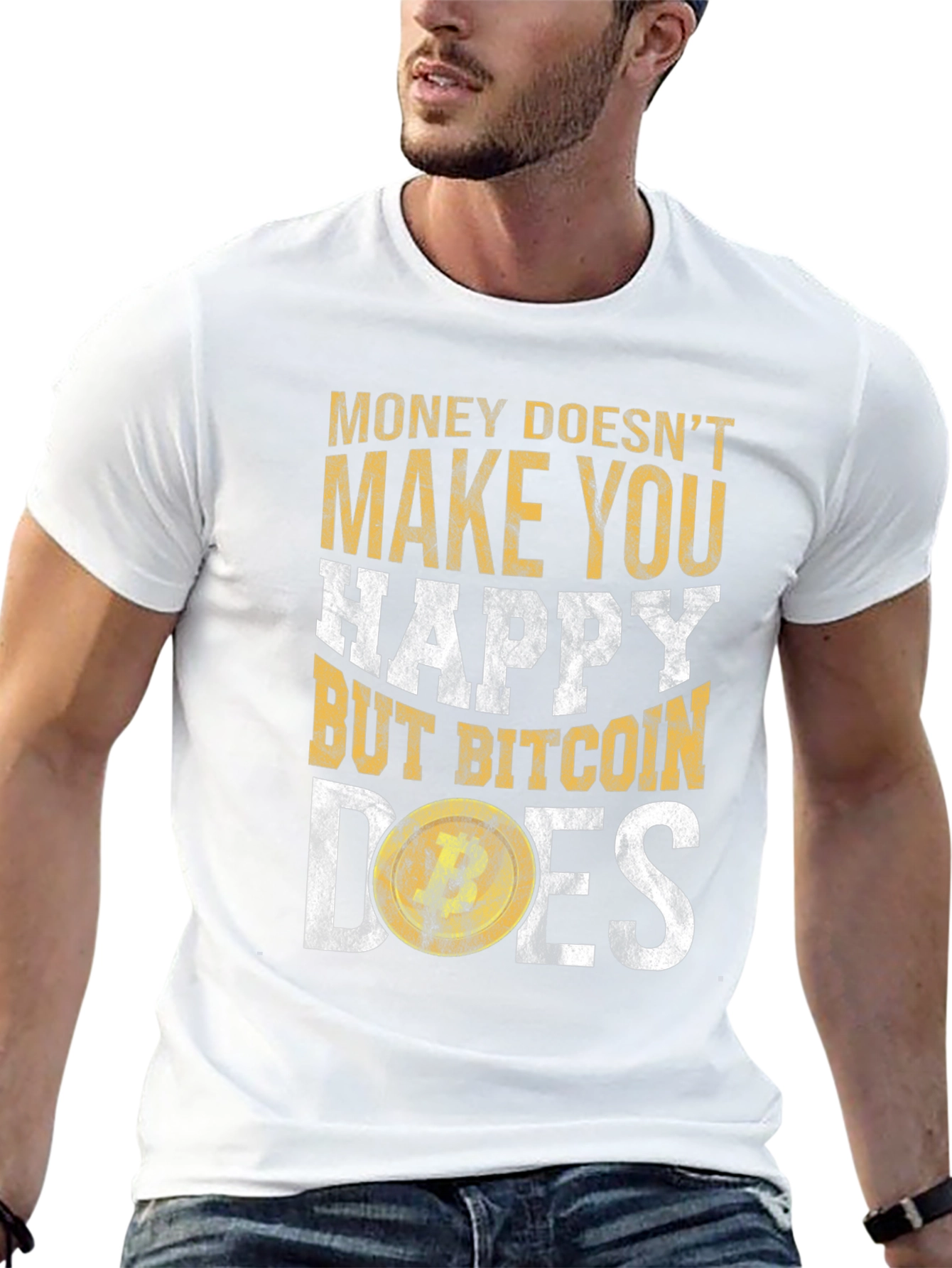 Bitcoin Graphic Tee: Money Doesnt Buy Happiness