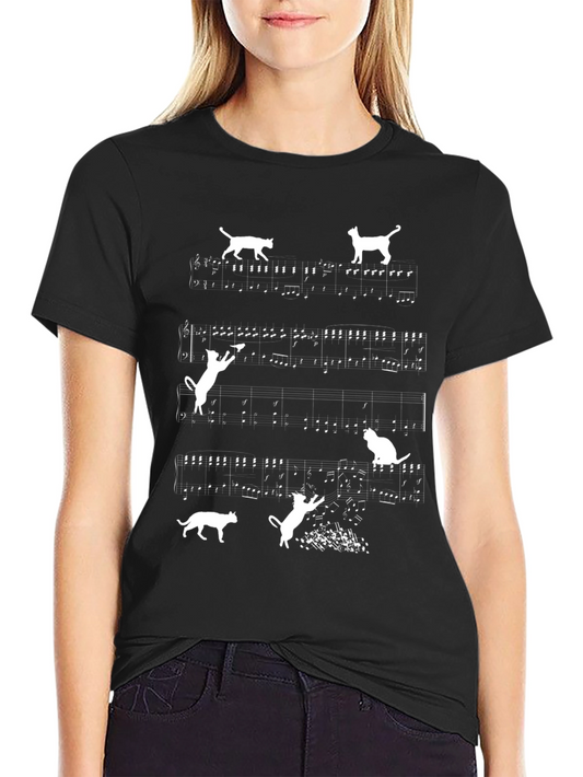 Musical Cats T-Shirt - Black Cotton Tee