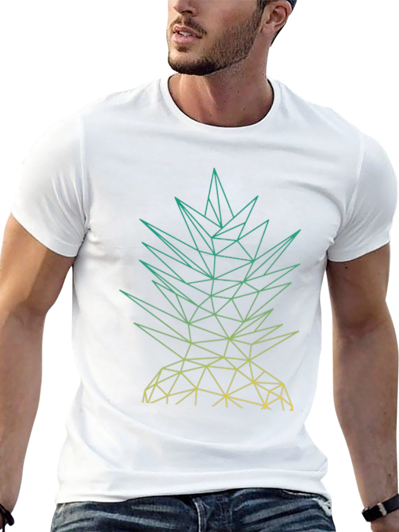 Geometric Pineapple Graphic Tee - Mens Black T-Shirt