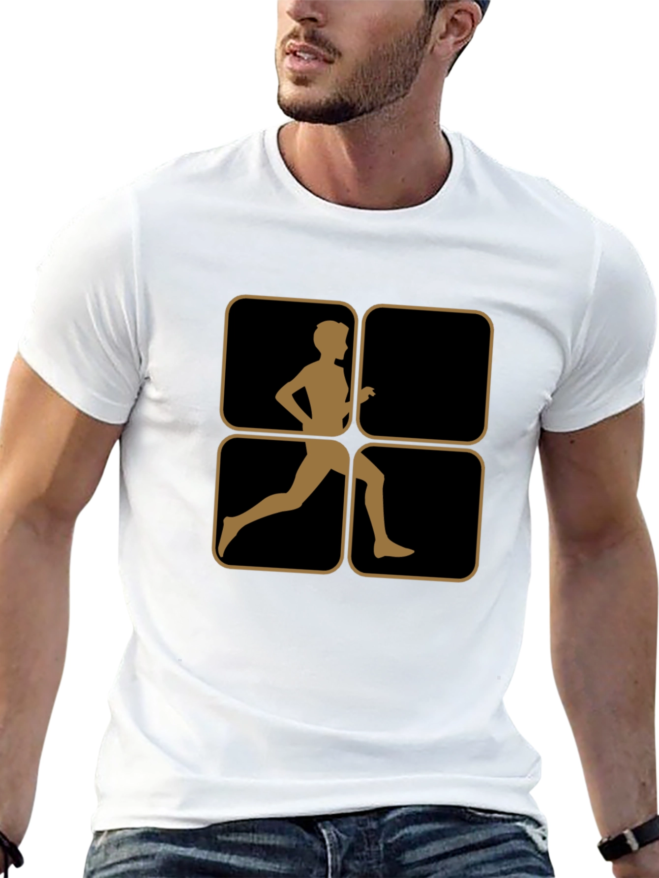 Retro Runner Graphic Tee - Black Cotton Comfort
