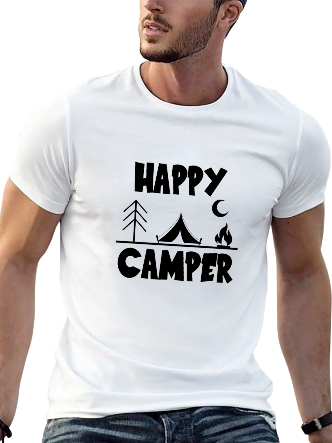 Happy Camper Graphic T-Shirt - Black