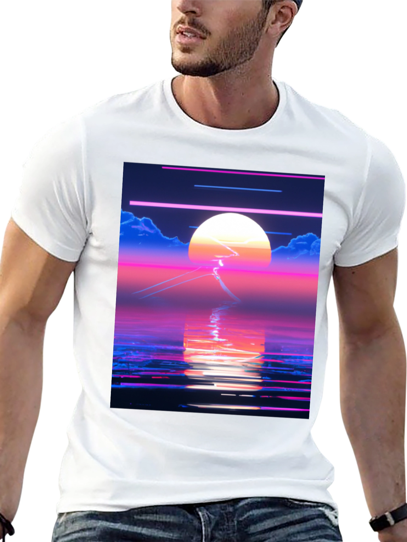 Synthwave Sunset T-Shirt - Retro 80s Aesthetic