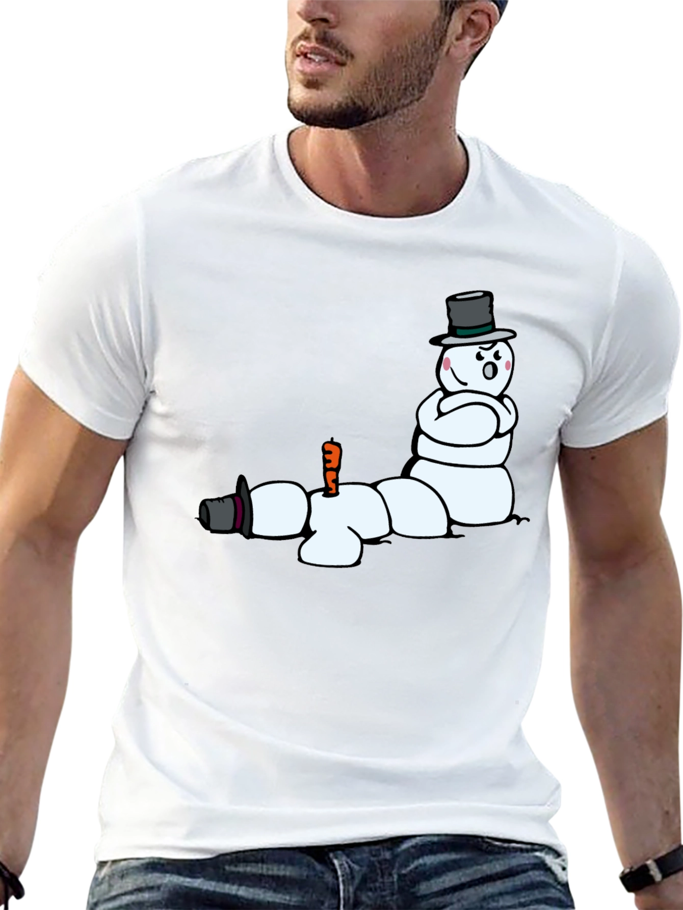 Funny Melting Snowman Graphic T-Shirt