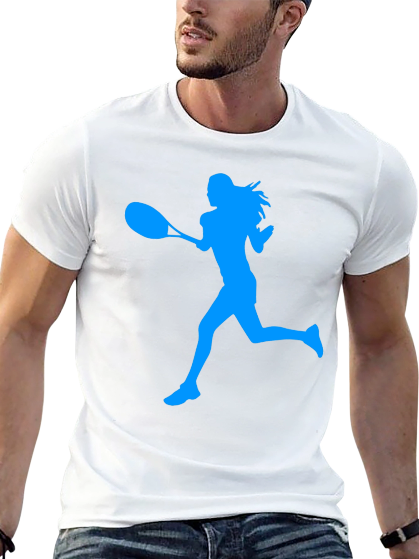 Tennis Player Silhouette Graphic Tee - Black