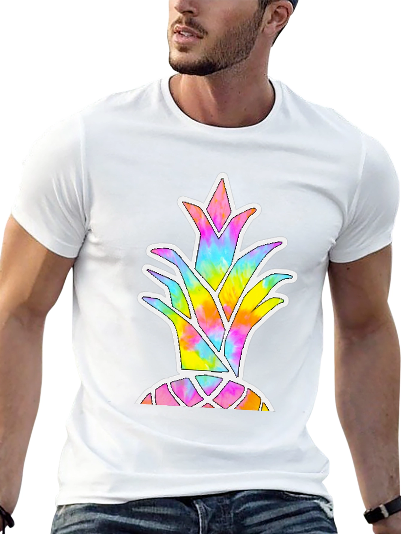 Tie Dye Pineapple Graphic Black T-Shirt