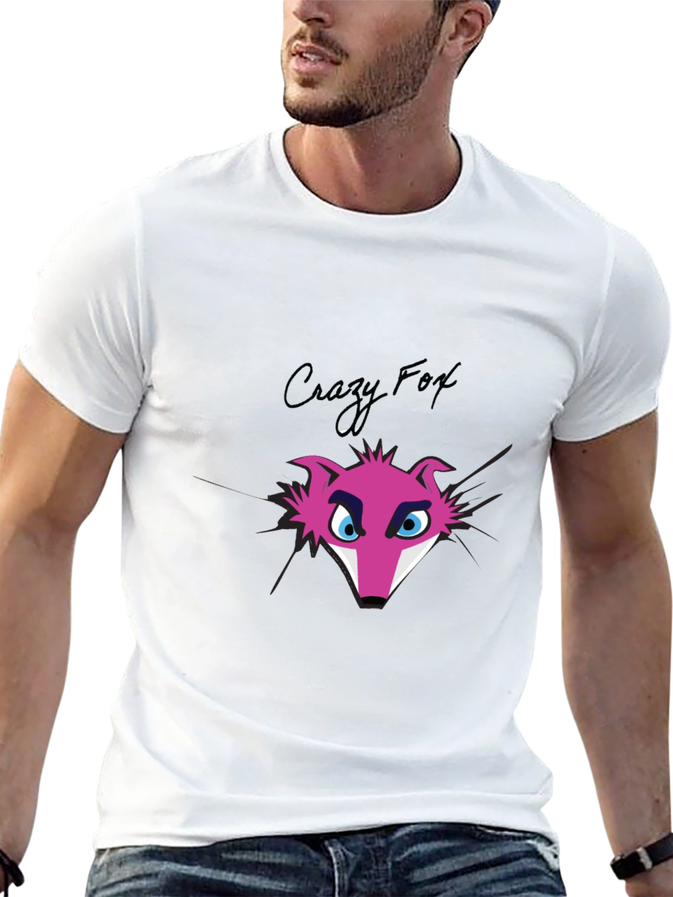 Crazy Fox Graphic Tee - Funky Pink Fox T-Shirt