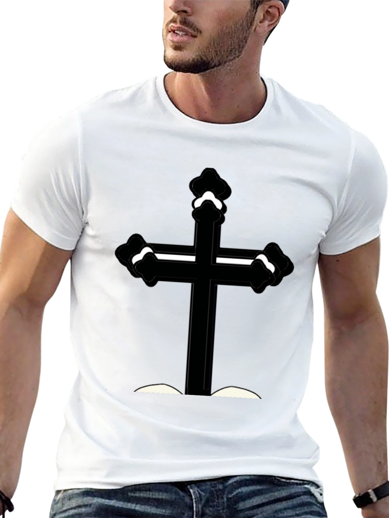 Black T-Shirt with Cross Graphic