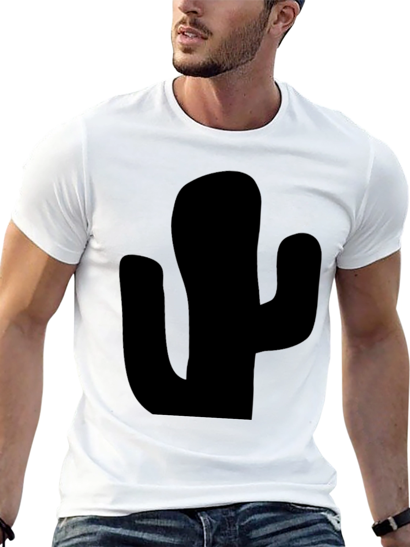 Black Cactus Graphic Tee - Trendy Desert Style