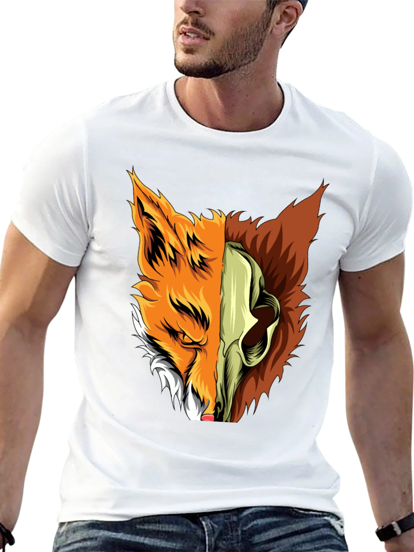 Fox Skull Graphic Tee - Unique Design
