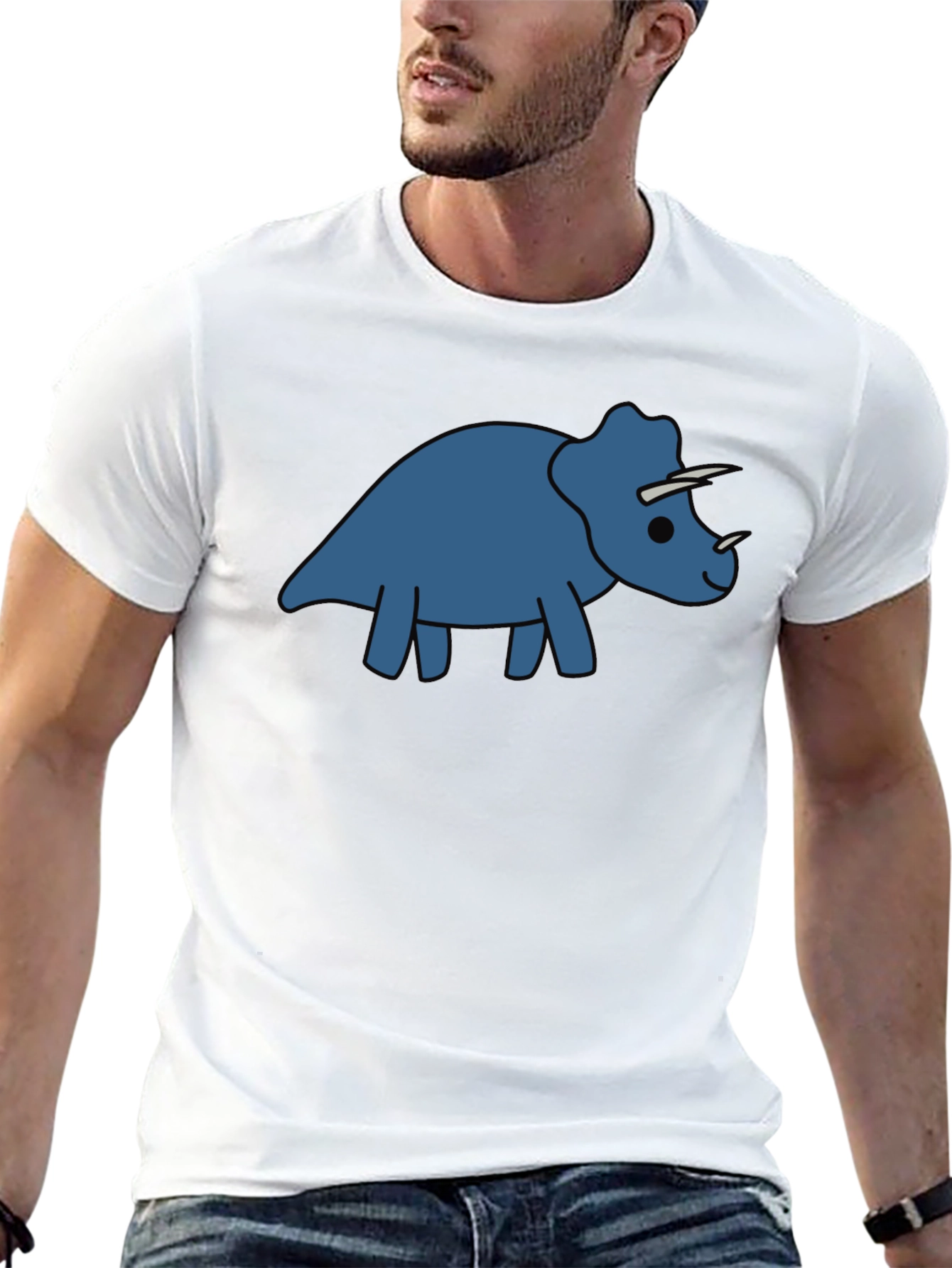 Triceratops Graphic Tee - Black Cotton Comfort