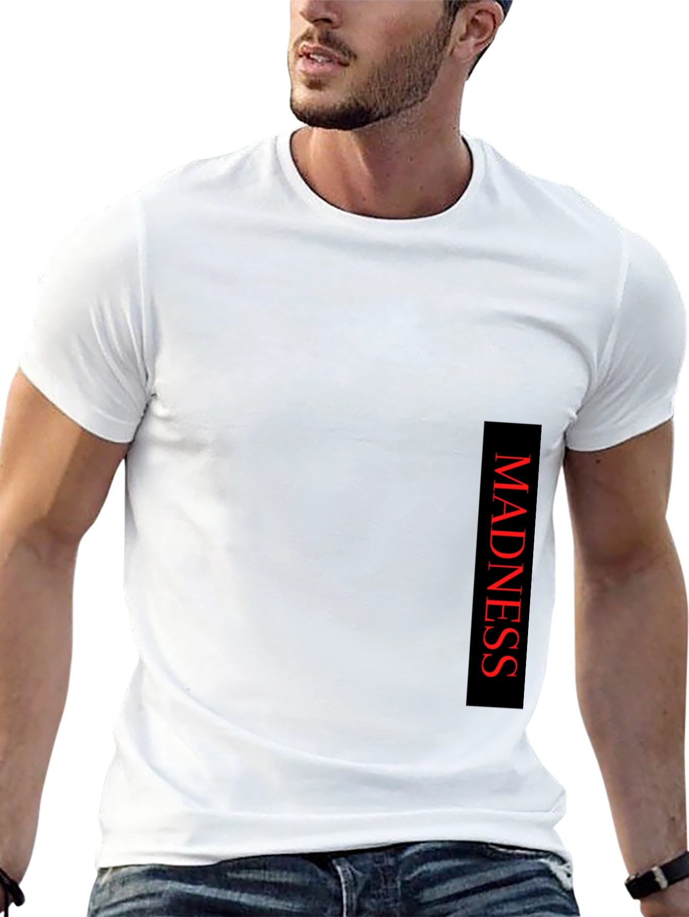 Madness Text Print Black T-Shirt