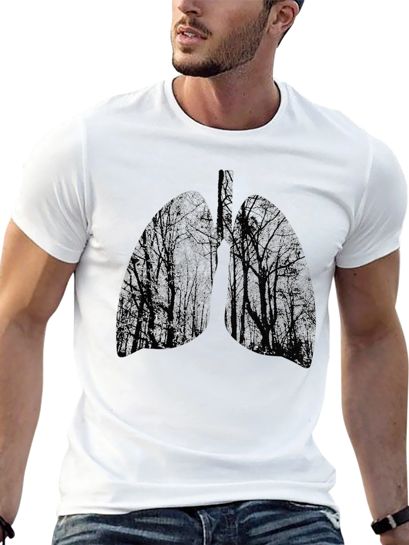 Nature Lungs Graphic Tee - Black Cotton T-Shirt